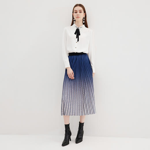 EITIE爱特秋季新款优雅小翻领蕾丝拼接领口衬衣女7109811 商品图3