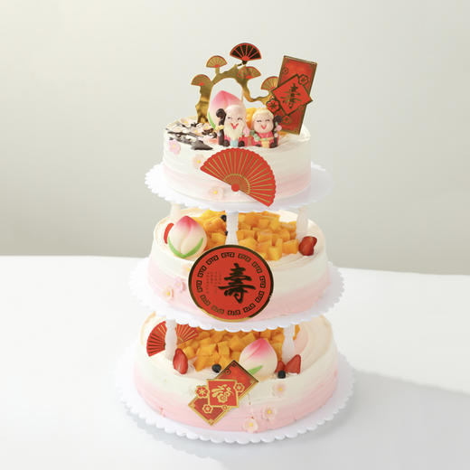 【寓意美好】万寿福桃多层多磅数蛋糕，福星寿桃藏满鲜果与布丁，恭祝万寿无疆（6P399/9P699\15P899/30P1399/40P1799） 商品图2