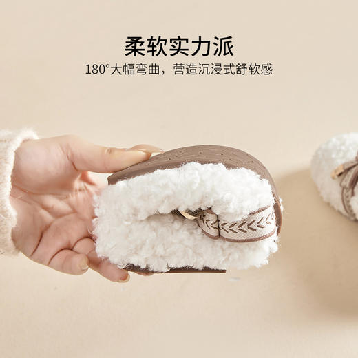 毛毛鞋女秋冬外穿豆豆鞋2023新款一脚蹬厚底棉鞋绒暖麦穗系带棉鞋 商品图13