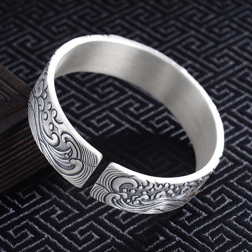 子佩集S999银【双鱼戏珠】手镯【YS013】带金色嵌真金2309 商品图3