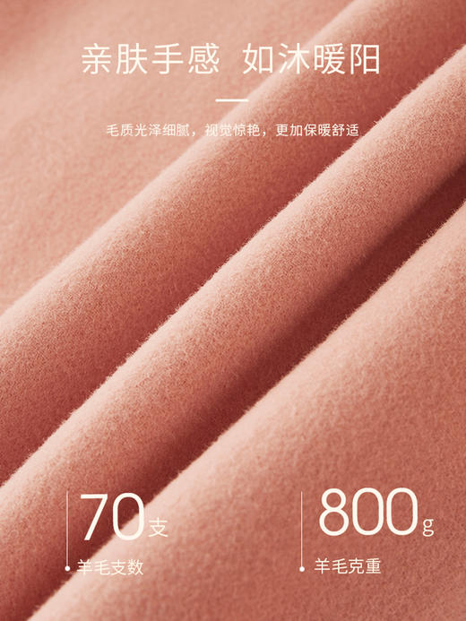 【专属特价】熙世界粉色双面呢大衣女2025冬新款100%初剪羊毛呢子翻领毛呢外套 商品图3