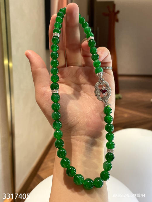 老坑艳绿珠链【3317405】具体价格微信咨询 商品图5