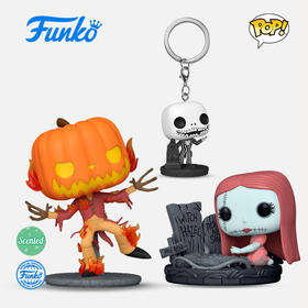 Funko圣诞惊魂夜限定套装（有香味的南瓜POP公仔+骷髅杰克钥匙扣+莎莉豪华装deluxe公仔）