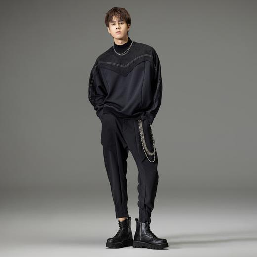 PINLI品立秋季新品半高领宽松卫衣男士拼接高街潮流休闲上衣B233109116 商品图6