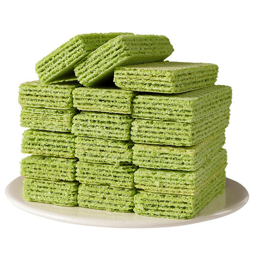 【酥脆醇香口感！青汁威化饼干】身轻如燕、口感细腻，嘴里爽脆可口，香气四溢，早餐零食下午茶点威化饼健康 商品图4