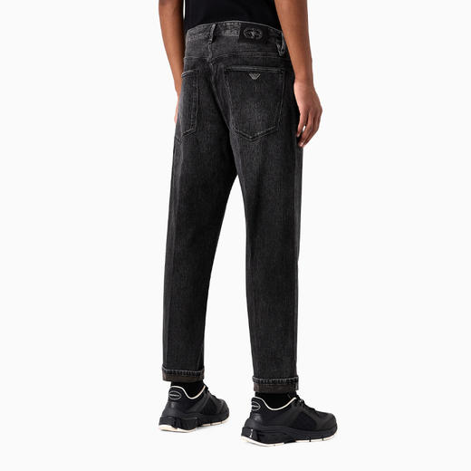 EMPORIO ARMANI 阿玛尼 男士 J69 Denim Lab 宽松复古效果镶边休闲牛仔裤 黑色 6R1J69 1DQVZ 0006 商品图2