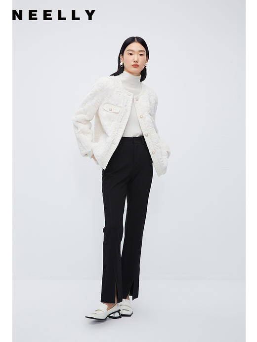 NEELLY纳俪商场同款香风毛绒短外套女冬新款精致名媛风仿麂皮上衣N23102M01064 商品图3