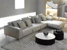 栖居 简奢 1+3+坐左贵妃沙发 纳帕黄牛皮+全实不框架+黑钵不锈钢底架[免费送装，偏远地区除外]