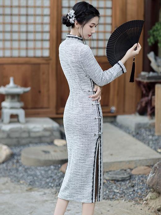 锦棉银丝私服小香风名媛旗袍，聚会宴会走秀优雅气质旗袍BS-2846 商品图3