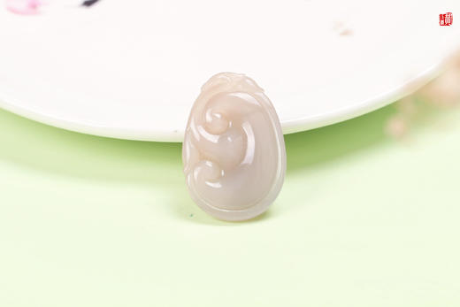 和田玉藕粉【如意】吊坠  配精美挂绳 商品图5