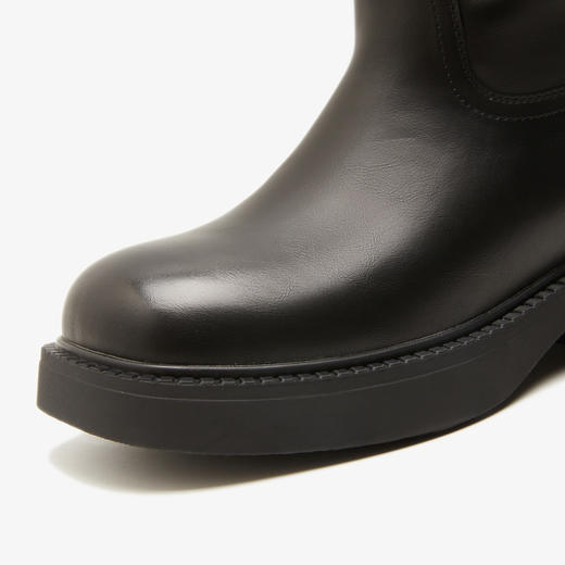 西遇厚底长筒靴女新款秋冬美式复古方头宽筒骑士靴小个子长靴D2234126 商品图5