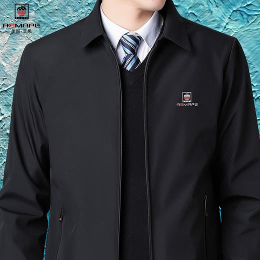 DD-美国苹果夹克男春秋中老年宽松休闲爸爸装上档次大码翻领外套上衣 商品图3