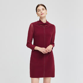 NG856斯尔丽2023新款假两件式马甲配半高领好穿减龄连衣裙