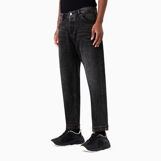 EMPORIO ARMANI 阿玛尼 男士 J69 Denim Lab 宽松复古效果镶边休闲牛仔裤 黑色 6R1J69 1DQVZ 0006 商品图1