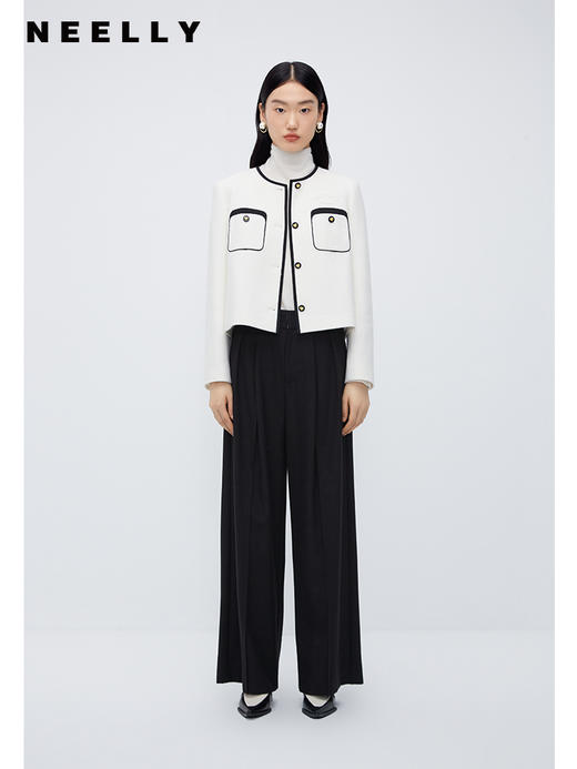 通勤直筒裤女休闲垂感阔腿裤NEELLY纳俪商场同款双腰头压褶西装裤N23102H01074 商品图1