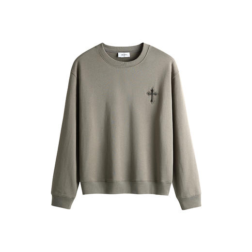 HIM漢崇  潮流立体绣花长袖卫衣男高级感休闲舒适圆领上衣2025秋季 商品图4