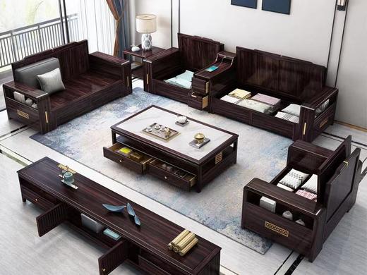 悠然 新中式 组合沙发 胡桃木+棉麻布[免费送装，偏远地区除外] 商品图1