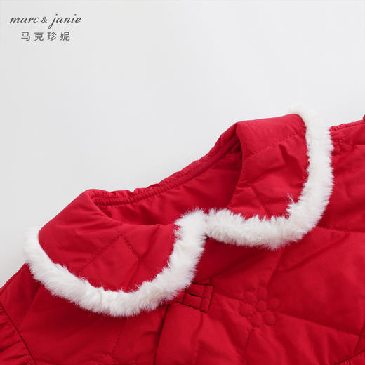 马克珍妮秋冬装新款 女童娃娃领盘扣夹棉连衣裙 232078 商品图3