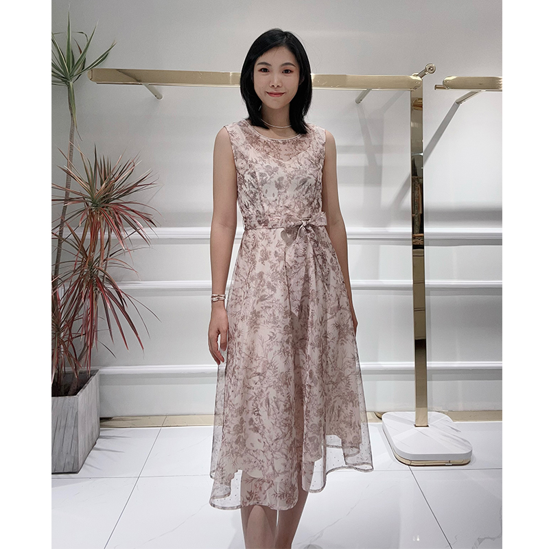 EIIR司歌弹力网印花背心无袖连衣裙显瘦气质EA881367