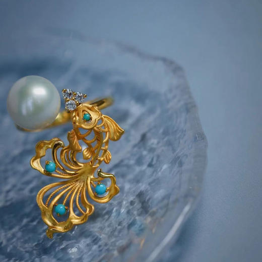龢盒原创 金玉‬满堂·锦‮珍鲤‬珠‮环耳‬戒指套 商品图1