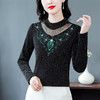KQL-750G816洋气修身显瘦小衫2023秋冬款半高领烫钻T恤气质百搭网纱打底衫 商品缩略图0