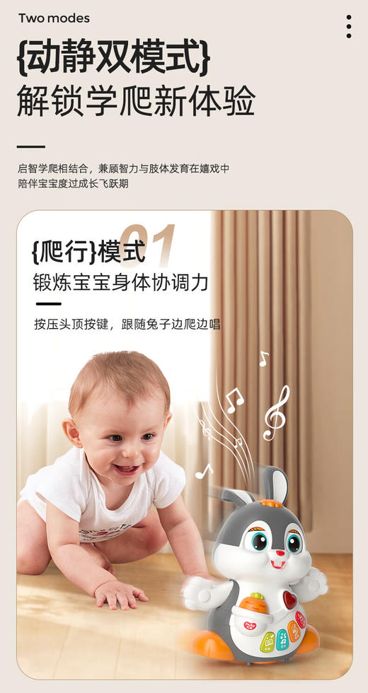 汇乐 六一儿童节礼物幸运兔活力兔儿童玩具唱歌跳舞女男孩早教益智玩具 商品图0