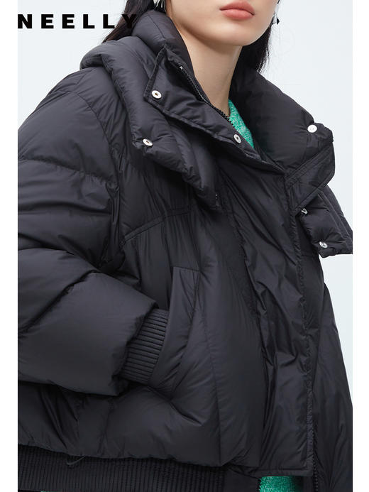 翻领羽绒服女短款慵懒风NEELLY纳俪商场同款休闲韩版泡芙羽绒外套N23102L01063 商品图2