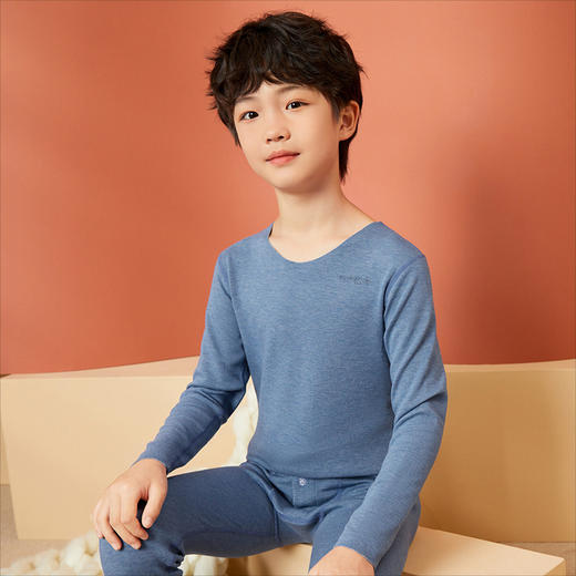 Threegun三枪 【花灰双色薄绒】男童圆领儿童保暖内衣套装-29383D011 商品图5