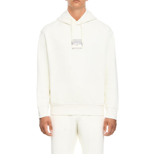 EMPORIO ARMANI 阿玛尼 男士徽标刺绣棉质连帽卫衣 白色 6R1MCN 1JWPZ 0128 商品图0