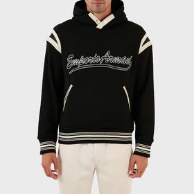 EMPORIO ARMANI 阿玛尼 男士徽标刺绣棉质连帽卫衣 黑色 6R1MG1 1JWPZ 0999