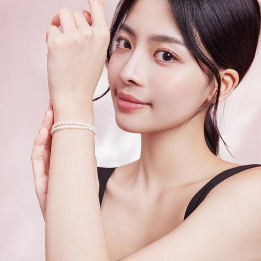 周六福S925银淡水珍珠手链 双层手链优雅时尚复古手饰送女友礼物 商品图4