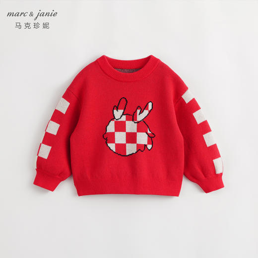 马克珍妮秋装新款 男童国潮小龙人棋盘格针织毛衣 232066 商品图2