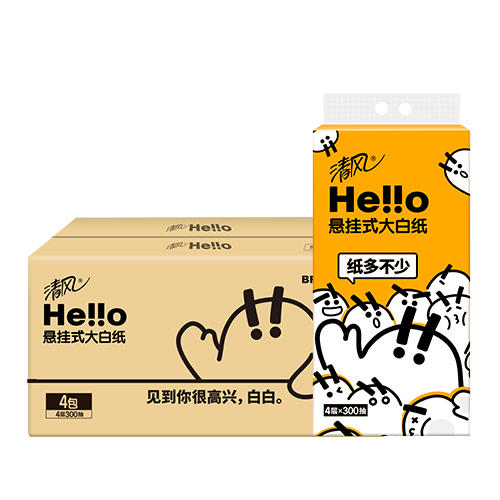 【官方自营】清风 Hello挂抽4层300抽4包抽纸抽取式面巾纸 商品图7