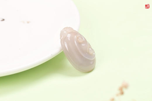 和田玉藕粉【如意】吊坠  配精美挂绳 商品图6