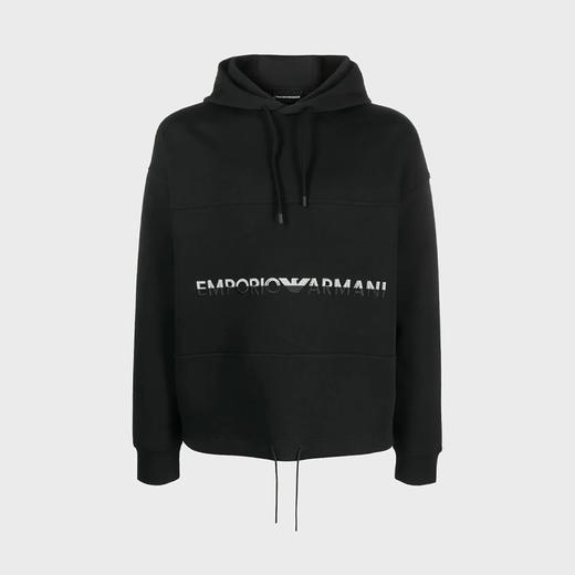EMPORIO ARMANI 阿玛尼 男士棉质字母徽标印花连帽卫衣 黑色 6R1MCM 1JHSZ 0999 商品图0
