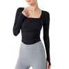 秋季新款罗纹瑜伽长袖女固定杯运动上衣褶皱透气修身跑步健身服女BM 00 MZ-98 商品缩略图4