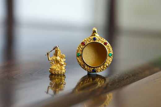 18K+22K金文殊菩萨嘎乌盒 吊坠 特价 商品图6