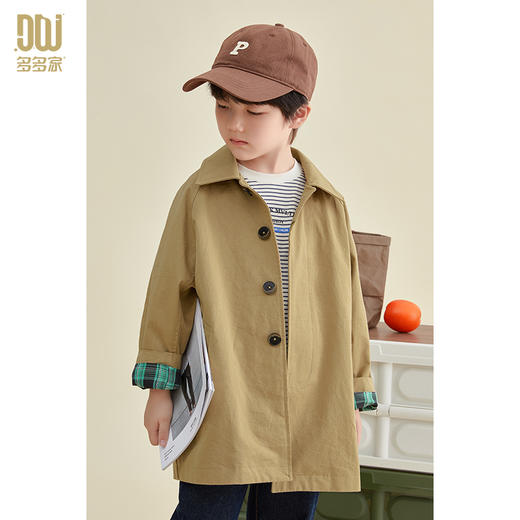 【件件底价，童装双倍积分】多多家男童风衣春款纯棉春季儿童外套新款翻领卡其色韩版上衣5930 商品图0