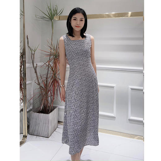 EIIR司歌黑白方领无袖背心连衣裙礼服抽绳显瘦优雅EA881421 商品图0