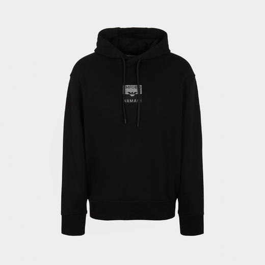 EMPORIO ARMANI 阿玛尼 男士徽标刺绣棉质连帽卫衣 黑色 6R1MCN 1JWPZ 0999 商品图0