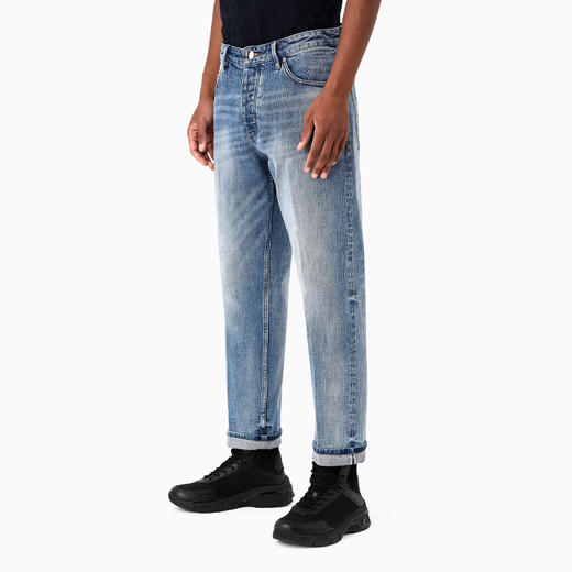EMPORIO ARMANI 阿玛尼 男士J69 Denim Lab 宽松镶边休闲牛仔裤 蓝色 6R1J69 1DQTZ 0943 商品图1