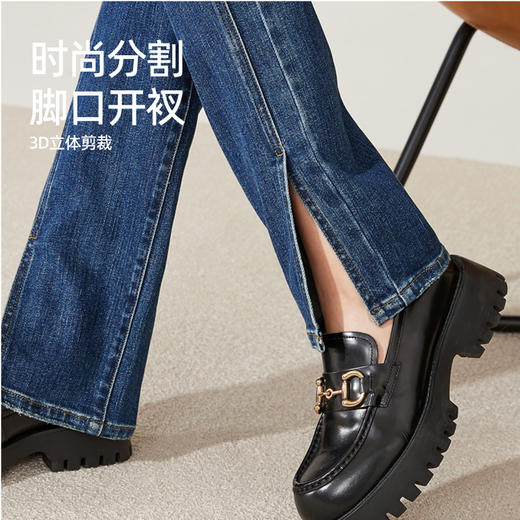 逸阳开叉牛仔裤女2023年秋季新款高腰显瘦直筒牛仔裤女烟管裤9136 商品图3