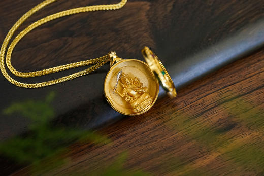 18K+22K金文殊菩萨嘎乌盒 吊坠 特价 商品图1