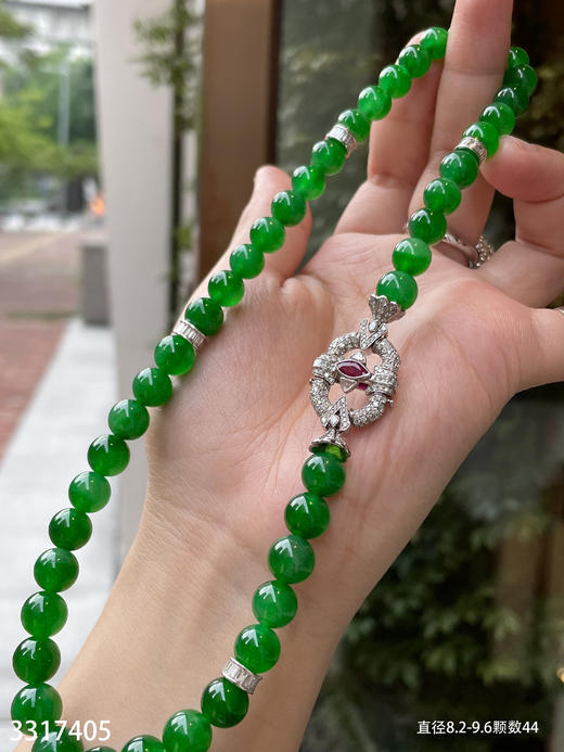 老坑艳绿珠链【3317405】具体价格微信咨询 商品图2