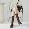 西遇厚底长筒靴女新款秋冬美式复古方头宽筒骑士靴小个子长靴D2234126 商品缩略图2