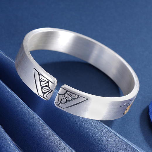 子佩集S999银【华韵】手镯【YS010】带金色嵌真金2309 商品图5