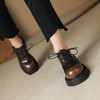 西村名物2023秋季新款圆头系带厚底增高乐福鞋D23CM36521 商品缩略图0