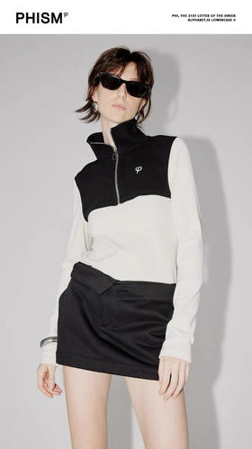 撞色假两件针织