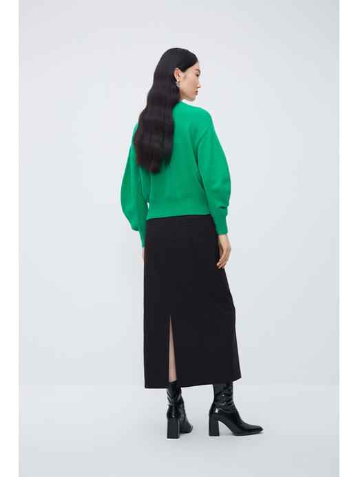 NEELLY纳俪商场同款高腰毛衣女冬季时尚洋气字母刺绣多巴胺短上衣N23102A01044 商品图4