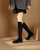 西村名物2023秋季新品圆头粗跟小腿靴法式长靴女X23DI4539101B 商品缩略图0